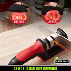 Manual 3-in-1 Knife Sharpener | 3-Stage Sharpening Tool for Repairing, Grinding & Polishing Blades