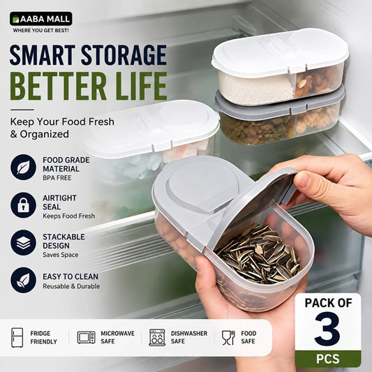 3 piece food storage box set with airtight lids for fridge pantry and kitchen organization