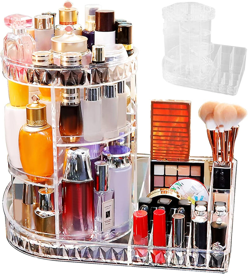 360 Rotating Makeup Organizer with Compartment - AABA MALL