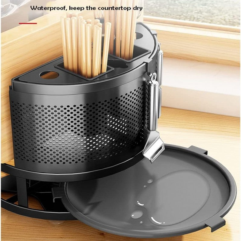Space-saving 360° kitchen utensil organizer stand