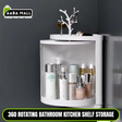 360ø Rotating Plastic Bathroom & Kitchen Corner Shelf | Multi-Purpose Storage Organizer Tray for Shower, Laundry, or Countertop Use