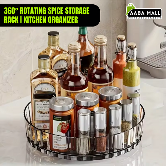360° Rotating Spice Rack Organizer | Non-Slip Turntable Tray for Kitchen Cabinets, Countertops & Pantry