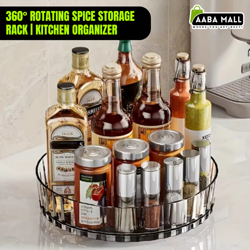 360ø Rotating Spice Rack Organizer | Non-Slip Turntable Tray for Kitchen Cabinets, Countertops & Pantry - AABA MALL