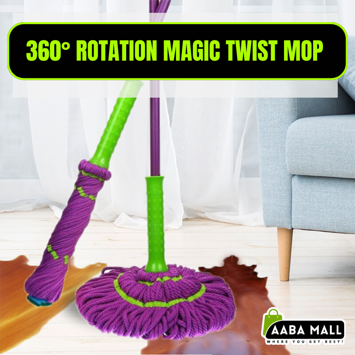 360ø Rotating Microfiber Mop ? High Absorbent Floor Cleaning Mop with Wet & Dry Use, Dirt-Water Separation ? Household & Commercial Cleaning Tool - AABA MALL