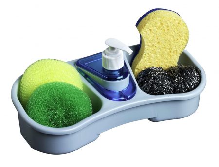KITCHEN SPONGE HOLDER WITH SOAP DISPENSER