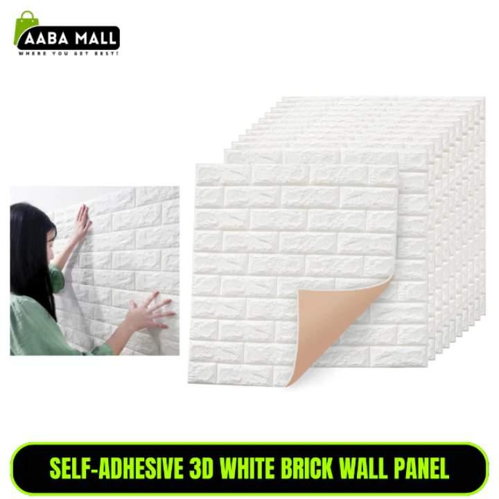 3D White Brick Peel & Stick Wall Panel (77x74 cm) - Waterproof Self-Adhesive Wallpaper