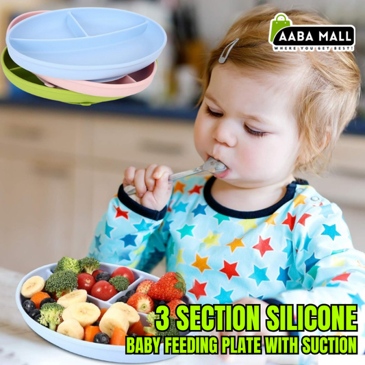 silicone suction plate, baby plate, kids food plate, divided baby plate, baby feeding plate, suction baby dish, BPA free baby plate, non slip feeding plate, toddler dinnerware