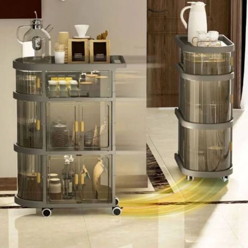 Freestanding Toy Organizer Cart ? 3 Tier Foldable Storage Cabinet (No Top Box)