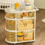 Freestanding Toy Organizer Cart ? 3 Tier Foldable Storage Cabinet (No Top Box)