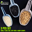 3 Pcs Plastic Kitchen Scoops | Small Flour, Rice, Dry Food & Candy Scoops | Multipurpose Baking & Storage Scoops