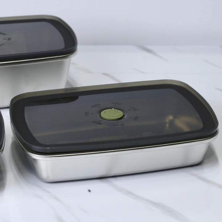 3‑Piece Stainless Steel 304 Airtight Food Storage Boxes | Durable Kitchen Containers Set (1000ML, 1200ML, 1600ML)
