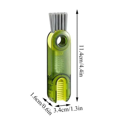 Green fishing hook cleaner with measurements on a white background