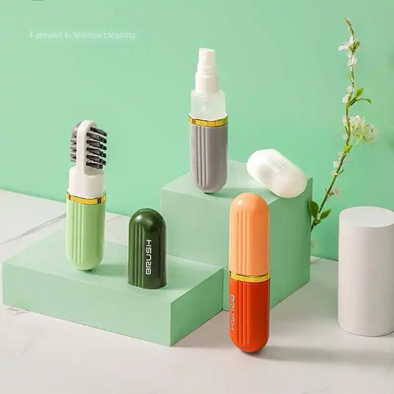 3-in-1 Shoe Cleaning Brush with Soap Dispensing Bottle | Soft Bristled Shoe & Clothes Cleaning Tool for Home