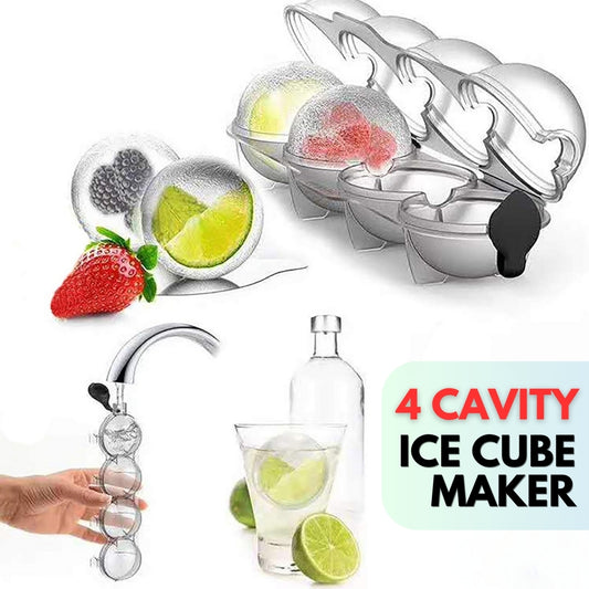 4 Cavity Ice Cube Maker Form For Ice Flexible Silicone DIY Round Ice Ball Ice Grid For Bar Kitchen Tool Party
