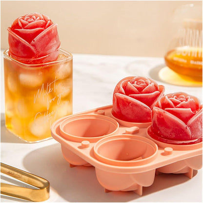 creative silicone rose ice mold for cocktails and desserts