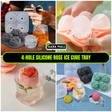 4-Hole Silicone Rose Ice Cube Tray | Creative Ice Ball Mold for Drinks, Desserts & Mousse Cake Decoration