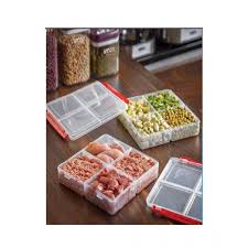 4 Section Food Storage Box Transparent Accessories Organizer Box Clear Case - AABA MALL
