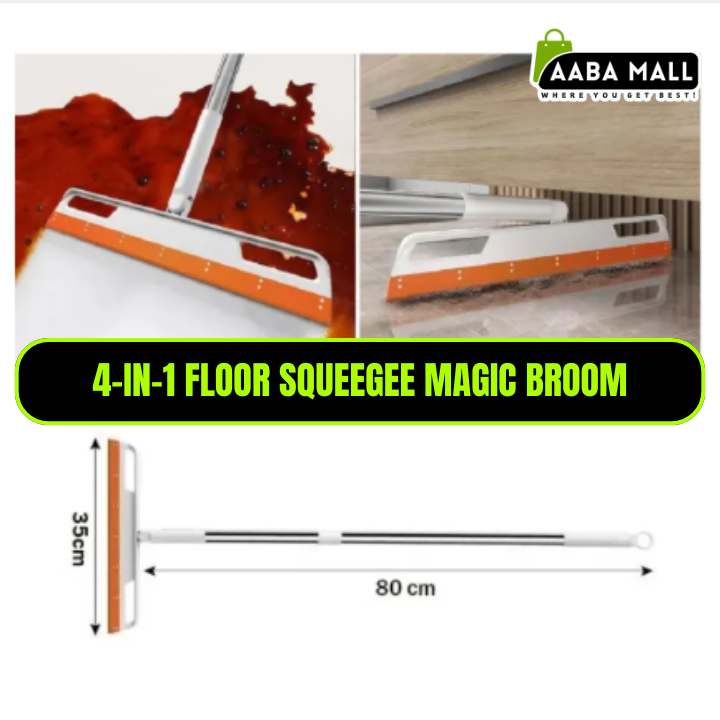 4-in-1 Floor Squeegee Magic Broom ? Multifunction Sweeper, Pet Hair Remover, Glass Wiper & Floor Cleaner - AABA MALL