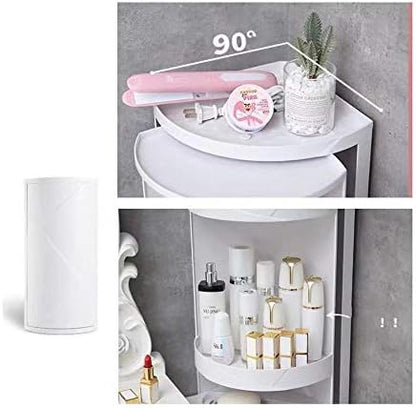 Rotating Triangle Wall-Mounted Bathroom Shelf – White Plastic Corner Storage Rack – Dustproof Organizer for Bathroom & Kitchen