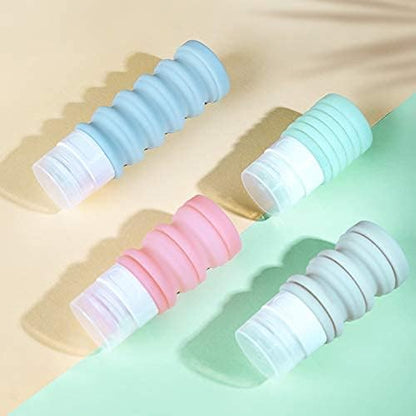 Refillable Silicone Travel Bottle Leakproof - Retractable Squeezable Folding Bottle