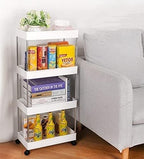 Plastic Kitchen Storage Trolley Rack with Caster Wheels ? 4 Layer | Rolling Utility Cart - AABA MALL