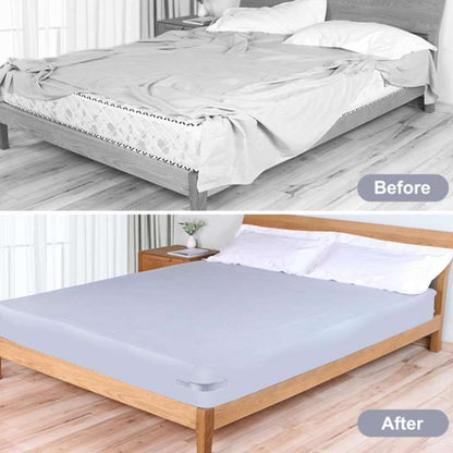 4 PCs adjustable bedsheet corner tightener clips with elastic mattress straps for wrinkle-free bed sheet holding