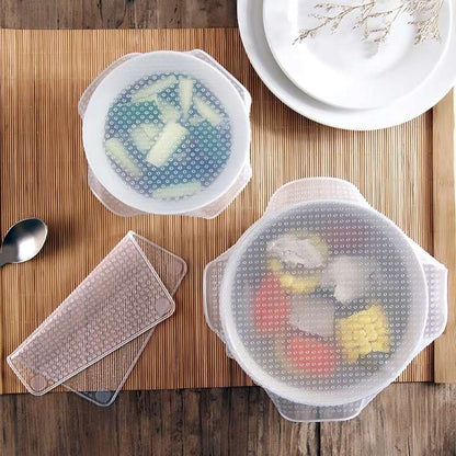 4 Pieces Reusable Extendable Silicone Lids | Safe & Healthy Food Storage Covers | Flexible Silicone Lids for Bowls, Cups, Beakers (9.5 cm – 19 cm)