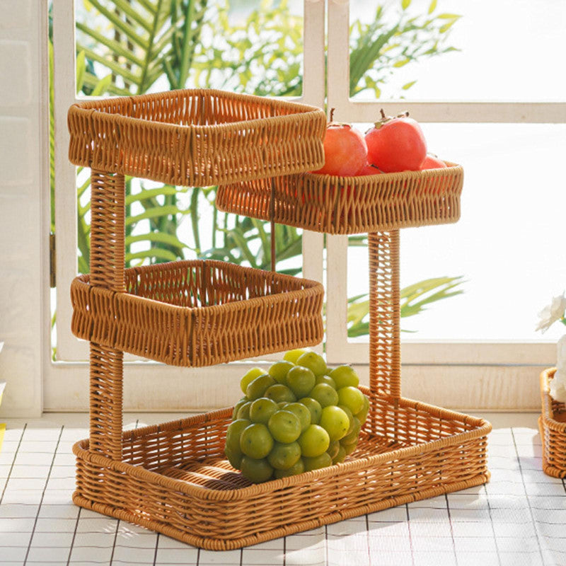 4 Tier Multipurpose Woven Fruit Basket for Kitchen, Living Room, Bedroom & Office