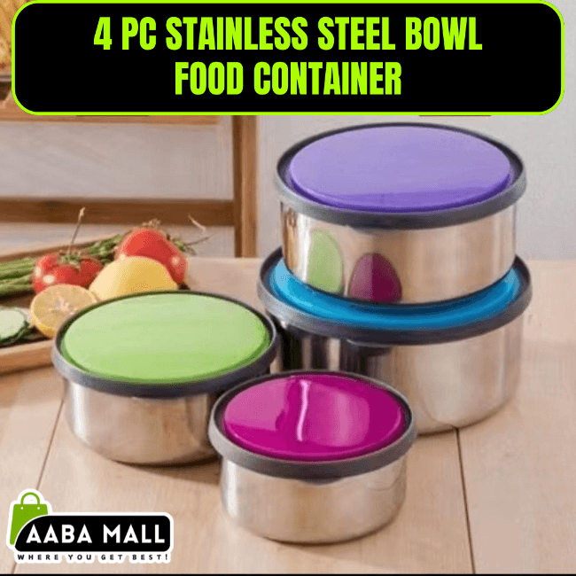 4 Pcs & 3 Pcs Stainless Steel Bowl Set | Lunch Box Tiffin, Food Storage & Mixing Bowls – Stackable & Easy to Clean