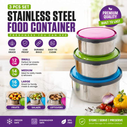 4 Pcs & 3 Pcs Stainless Steel Bowl Set | Lunch Box Tiffin, Food Storage & Mixing Bowls – Stackable & Easy to Clean