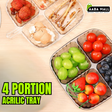 4 Partition Acrylic Tray ? Divided Serving Pot | Clear Grey Serving Plate for Dry Fruits, Snacks, Sweets & More | Party & Wedding Tableware
