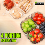 4 Partition Acrylic Tray ? Divided Serving Pot | Clear Grey Serving Plate for Dry Fruits, Snacks, Sweets & More | Party & Wedding Tableware