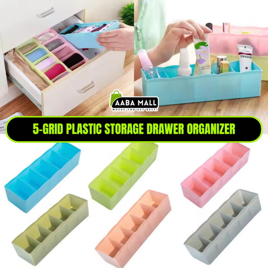 5-cells plastic drawer organizer for socks and bras