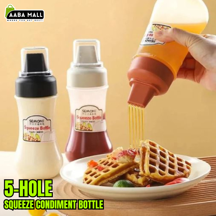 5-hole squeeze condiment bottle for sauces and dressings