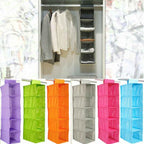 Multi-layer hanging closet organizer shelf, wardrobe cloth storage bag for maximizing vertical space, foldable shoe and sweater organizer