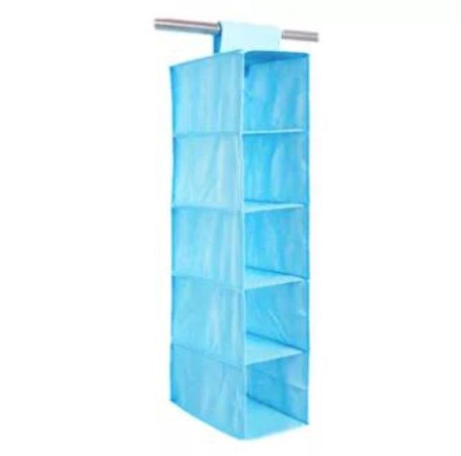 Multi-layer hanging closet organizer shelf, wardrobe cloth storage bag for maximizing vertical space, foldable shoe and sweater organizer