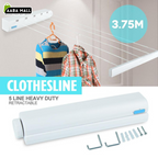 5-Line Retractable Clothesline Wall Mounted Laundry Laundry Washing Line Dryer Drying Line - AABA MALL
