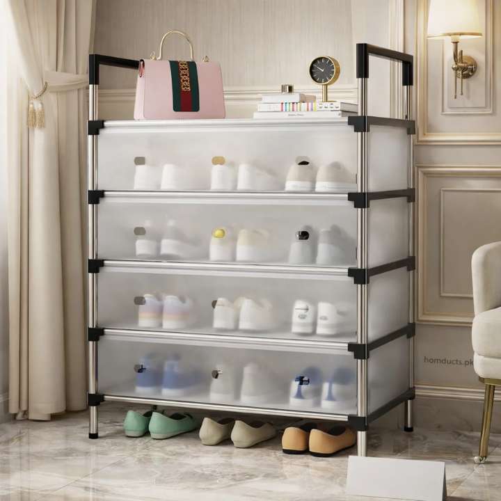 5-Tier metal shoe rack organizer with vertical space-saving shoe storage shelves for entryway, bedroom, closet, and home organization