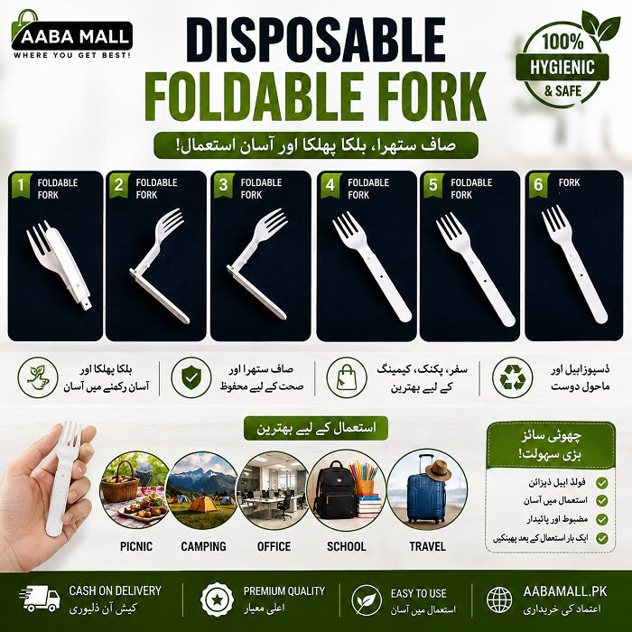 50 Pcs disposable foldable forks set for lunch box, travel and everyday meals
