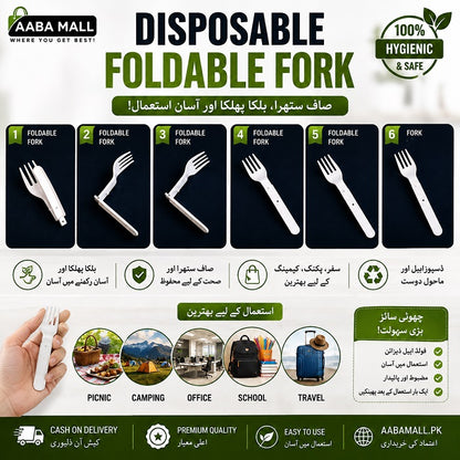 50 Pcs disposable foldable forks set for lunch box, travel and everyday meals
