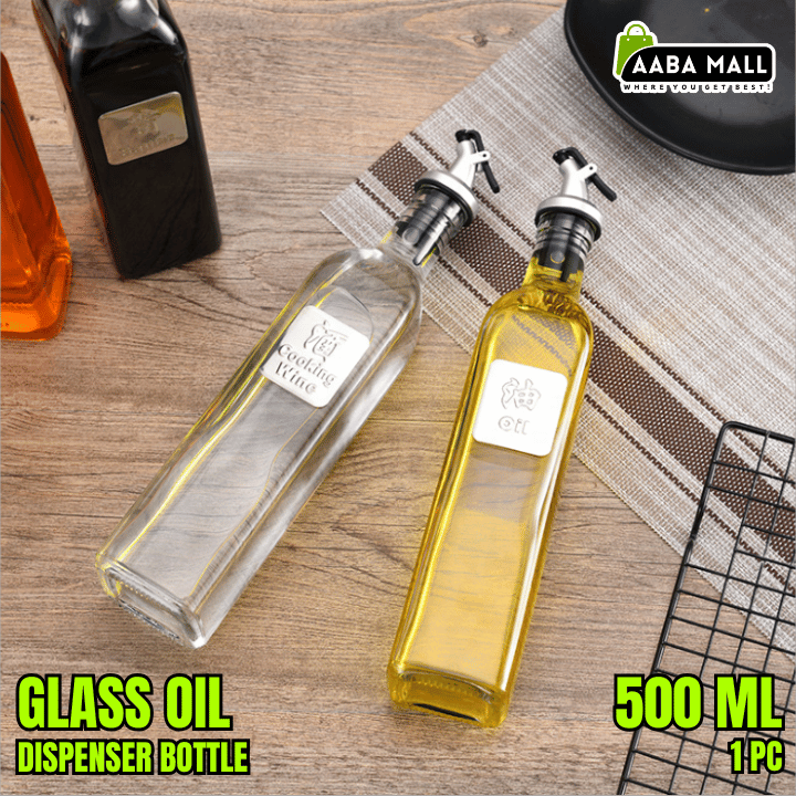 500ml glass oil and spice bottle with leakproof dispenser
