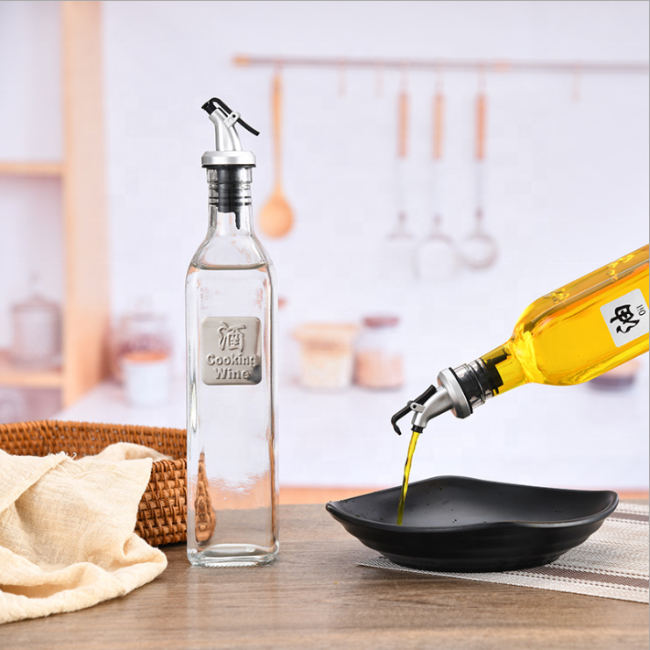 Olive oil bottle glass container with spice rack design