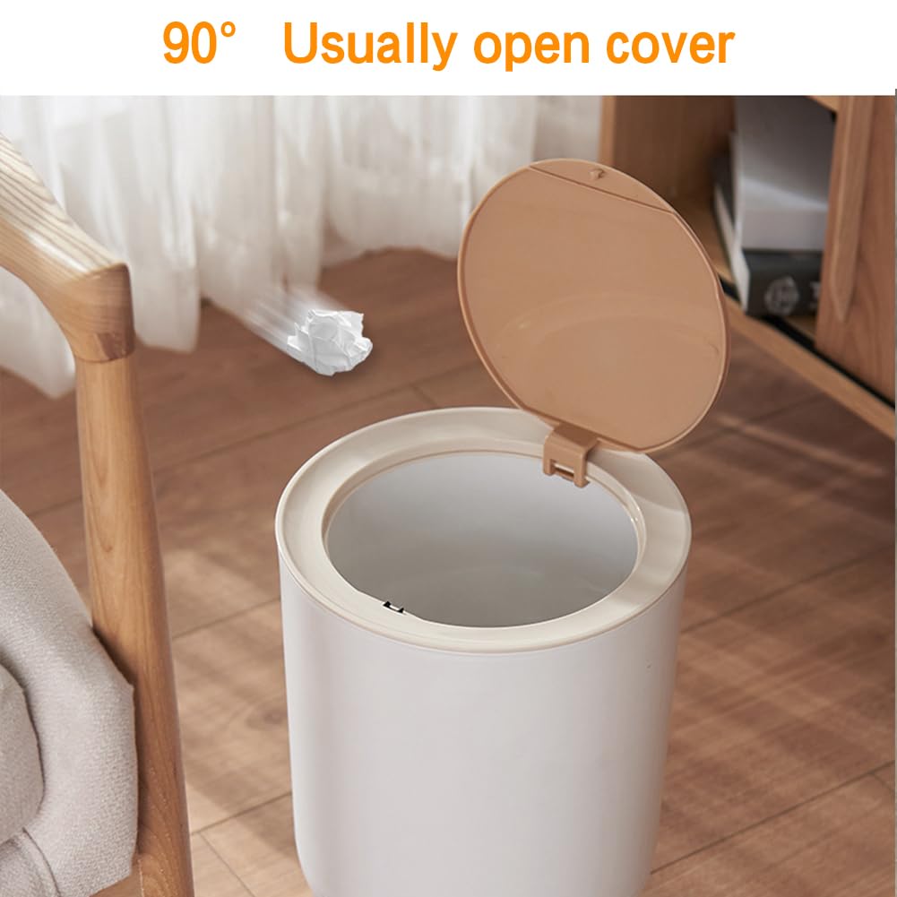 10L Round Plastic Trash Can with Lid | Compact Dust Bin with Pressure Lock Lid