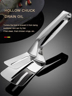 Double-Sided Spatula Tong Chimta for Cooking | Stainless Steel Flipping Turner with Lock for Easy Storage - AABA MALL
