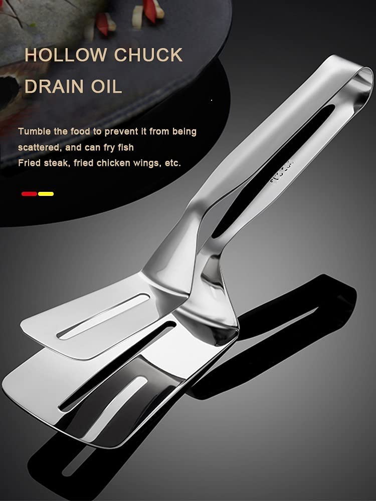 Double-Sided Spatula Tong Chimta for Cooking | Stainless Steel Flipping Turner with Lock for Easy Storage - AABA MALL