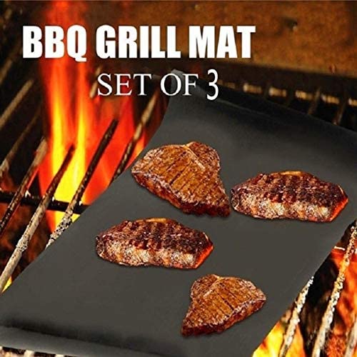 BBQ Grill Mat Set of 3 - 100% Non-Stick Baking Mats for Grilling Accessories