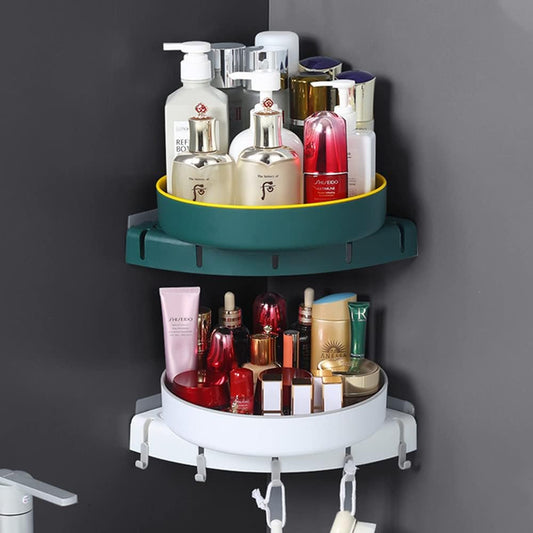 Corner Shower Caddy | 360° Rotating Wall-Mounted Bathroom Organizer