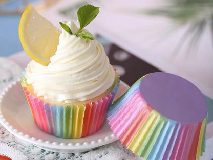 100 Pcs Food-grade Paper Cupcake Cups Rainbow Cupcake Liners