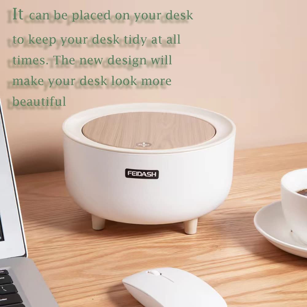 Mini Round Dustbin with Lid | Compact Tabletop Trash Can for Desk