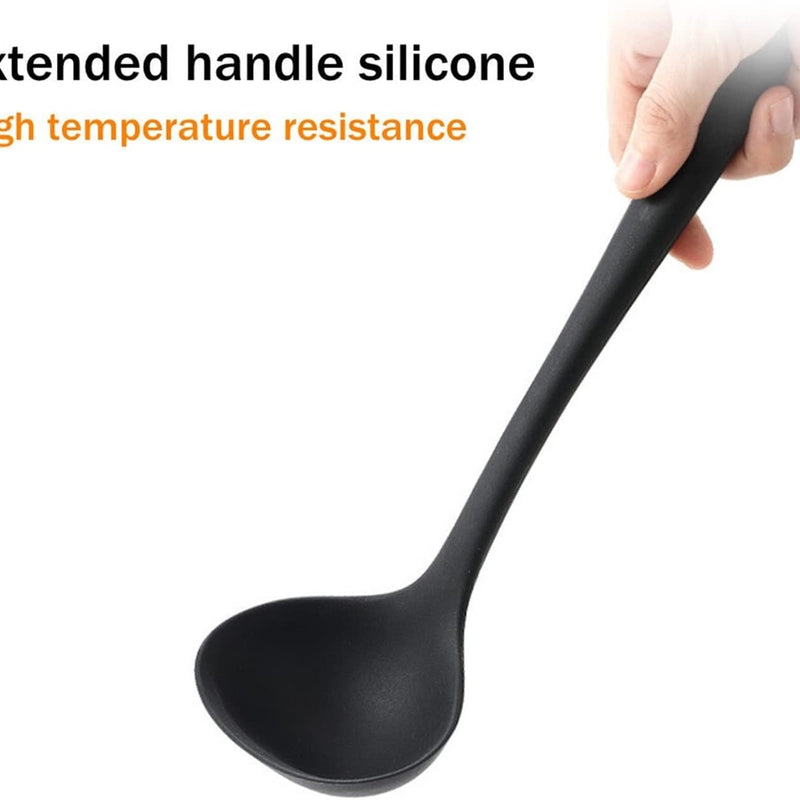 Non-Stick Silicone Soup Ladle | Heat-Resistant Cooking Spoon with Handle | Food-Grade Kitchen Utensil for Soups, Sauces & Noodle - AABA MALL